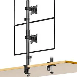 FOR-Stacked Desk Stand for Two 17-32 inch Screens, Full Motion Arm with Tilt, Swivel, Rotation, Supports 22 lbs per Arm, C-Clamp/Grommet Base