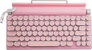 FOR-Typewriter-Style Retro Mechanical Keyboard LED Backlight 83 Keys Bluetooth 5.0 Blue Axis Pink Color Panel Compatible , 12.8x6.6x1.6in FOR-Typewriter-Style Retro Mechanical Keyboard LED Backlight 83 Keys Bluetooth 5.0 Blue Axis Pink Color Panel Compatible , 12.8x6.6x1.6in