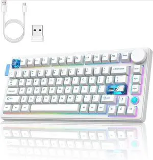 FOR-Wireless Gaming Keyboards Gasket Mechanical Keyboard | 75% Wireless Keyboard | Three-Mode Wireless (Bluetooth /2.4G/USB-C) | Hot-Swappable | -White