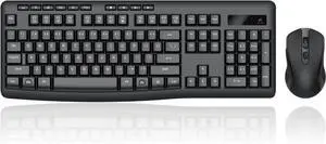 FOR-Wireless Keyboard and Mouse Combo, 2.4G Full-Sized Ergonomic Computer Keyboard with 5 Level DPI Adjustable Wireless Mouse