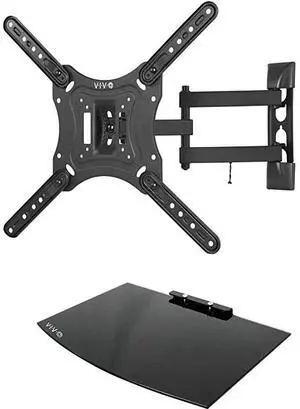 FOR-23 to 55 inch Screen TV Wall Mount with Adjustable Tilt and Entertainment Shelf Floating AV DVD Shelving Black MountVWSF1