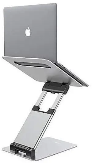 FOR-Laptop Stand, Ergonomic Sit to Stand Laptop Holder Convertor, Adjustable Height from 2.1" to 13.8", Supports up to 22lbs, Compatible with MacBook, All Laptops Tablets 11-17" - Silver