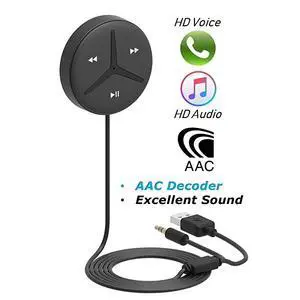 FOR-SoundTek A1+ Aux Bluetooth Car Kit Handsfree Calls Music Streaming Qualcomm Chipset Built in DSP + MIC and Noise Isolator AAC Codec Aux Bluetooth Receiver/Adaptor for Car SUV Trucks