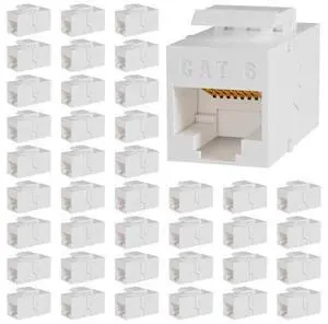 VANDESAIL RJ45 Cat6 Keystone Coupler, 40-Pack Cat 6 Keystone Jack Ethernet Coupler Female to Female for Cat6/Cat5e/Cat5 Network Cable, White VANDESAIL RJ45 Cat6 Keystone Coupler, 40-Pack Cat 6 Keystone Jack Ethernet Coupler Female to Female for Cat6/Cat5e/Cat5 Network Cable, White