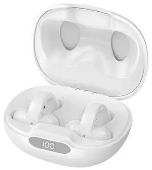 White Wireless Bluetooth Ear Clip Headphones, Bone Conduction for Safe Sports & All-Day Comfort White Wireless Bluetooth Ear Clip Headphones, Bone Conduction for Safe Sports & All-Day Comfort