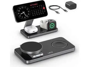 Foldable 3 in 1 Wireless Charging Station for Magsafe Charger Stand Fast Magnetic Wireless Charger Station for iPhone 17 Air 16 15 14 13 12 Series Watch Ultra (Pure Black) Foldable 3 in 1 Wireless Charging Station for Magsafe Charger Stand Fast Magnetic Wireless Charger Station for iPhone 17 Air 16 15 14 13 12 Series Watch Ultra (Pure Black)