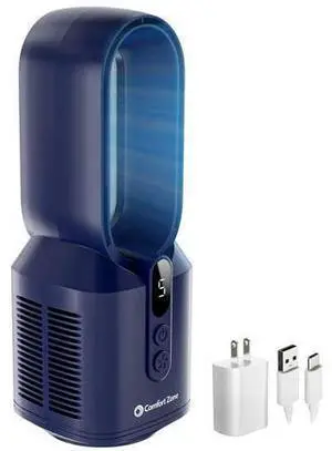 14-Inch Rechargeable Bladeless Tabletop Fan with 5 Speeds, Display Screen, Non-Slip Feet, Quiet Operation Portable Personal Fan for Bedroom, Home, or Office, Navy 14-Inch Rechargeable Bladeless Tabletop Fan with 5 Speeds, Display Screen, Non-Slip Feet, Quiet Operation Portable Personal Fan for Bedroom, Home, or Office, Navy
