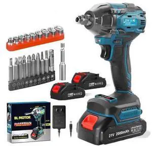 Cordless Impact Wrench, 21V Torque Power Impact Driver, 1/2" Power Impact Wrenches with 2 * 2.0Ah Batteries with 19 Accessories, Electric Impact Motor Variable Speeds for home installation (Blue) Cordless Impact Wrench, 21V Torque Power Impact Driver, 1/2" Power Impact Wrenches with 2 * 2.0Ah Batteries with 19 Accessories, Electric Impact Motor Variable Speeds for home installation (Blue)