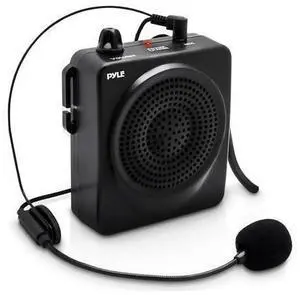 PRO Portable PA Speaker Voice Amplifier - Built-in Rechargeable Battery w/ Headset Microphone Hands-free Waist-Band Strap & Aux 3.5mm Jack for External Audio Stream Devices - Pyle PWMA50B , Black PRO Portable PA Speaker Voice Amplifier - Built-in Rechargeable Battery w/ Headset Microphone Hands-free Waist-Band Strap & Aux 3.5mm Jack for External Audio Stream Devices - Pyle PWMA50B , Black
