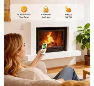 Fireplace Thermostat Remote Control Kit, for Millivolt Gas Valve & Electronic Ignition Systems, 65ft Range, LCD Display, ON/AUTO/Off Modes, Timer & Child Lock Function Fireplace Thermostat Remote Control Kit, for Millivolt Gas Valve & Electronic Ignition Systems, 65ft Range, LCD Display, ON/AUTO/Off Modes, Timer & Child Lock Function