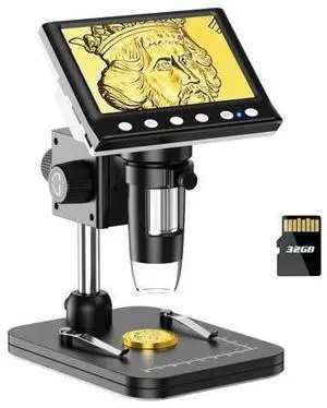 4.3" Coin Microscope, IPS Digital Microscope for Adults, Coin Magnifier with 8 LED Lights, Windows Compatible, Include 32GB Memory Card 4.3" Coin Microscope, IPS Digital Microscope for Adults, Coin Magnifier with 8 LED Lights, Windows Compatible, Include 32GB Memory Card
