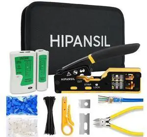 RJ45 Crimp Tool, Ethernet Crimper Tool Kit With CARRYING CASE, All-In-One Pass Through Network Cable Tool For Cutting, Stripping, Crimping Cat5 Cat6 RJ45 RJ11 RJ12 Ideal For Home DIY, IT Technicians RJ45 Crimp Tool, Ethernet Crimper Tool Kit With CARRYING CASE, All-In-One Pass Through Network Cable Tool For Cutting, Stripping, Crimping Cat5 Cat6 RJ45 RJ11 RJ12 Ideal For Home DIY, IT Technicians