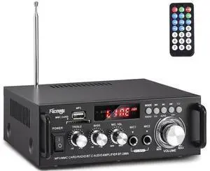 298A Max 300Wx2 Wireless Bluetooth 5.0 Stereo Audio Amplifier, RMS 40Wx2 Power Amp 2 Channel Stereo Receiver for Home Theater Speakers, Bass & Treble Control, USB/SD/RCA/MIC/FM in, Remote 298A Max 300Wx2 Wireless Bluetooth 5.0 Stereo Audio Amplifier, RMS 40Wx2 Power Amp 2 Channel Stereo Receiver for Home Theater Speakers, Bass & Treble Control, USB/SD/RCA/MIC/FM in, Remote