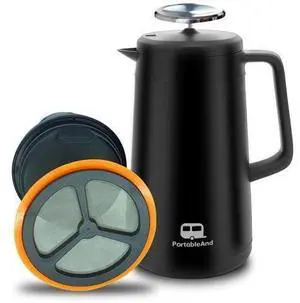 34oz Double Vacuum Insulation Large Silicone French Press Coffee Maker with Silicone Ring, Stainless Steel, Perfect for Camping, Travel, and At-Home Use (Matte Black) 34oz Double Vacuum Insulation Large Silicone French Press Coffee Maker with Silicone Ring, Stainless Steel, Perfect for Camping, Travel, and At-Home Use (Matte Black)
