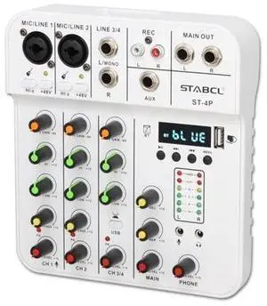 4 Channel Audio Mixer Mini, Sound Board Mixing Console with Digital USB Bluetooth 48V Phantom Power and Reverb, Small Sound Mixer Interface for Pc, DJ Mixer for Podcasting & Studio Streaming 4 Channel Audio Mixer Mini, Sound Board Mixing Console with Digital USB Bluetooth 48V Phantom Power and Reverb, Small Sound Mixer Interface for Pc, DJ Mixer for Podcasting & Studio Streaming