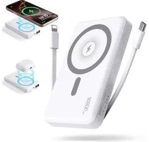 2026 Magnetic Wireless Power Bank 16800mAh Portable Charger with 2 Built in Cables LED Display Magnetic Battery Pack Travel Essentials for iPhone 17/16/15/14/13/12/Pro/Mini/Pro Max Andriod-White 2026 Magnetic Wireless Power Bank 16800mAh Portable Charger with 2 Built in Cables LED Display Magnetic Battery Pack Travel Essentials for iPhone 17/16/15/14/13/12/Pro/Mini/Pro Max Andriod-White