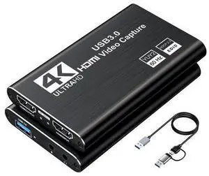 XIIXMASK Video Capture Card, Audio Video Capture Card, USB 3.0 Capture Card 4K HDMI Loop-Out, 1080P 60FPS/2K 30FPS Video Game Capture for Streaming Works for PS5/Switch/Camera/PC/OBS(Black) XIIXMASK Video Capture Card, Audio Video Capture Card, USB 3.0 Capture Card 4K HDMI Loop-Out, 1080P 60FPS/2K 30FPS Video Game Capture for Streaming Works for PS5/Switch/Camera/PC/OBS(Black)