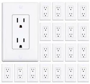 ThunderWay Decorator Receptacle Outlet with Wall Plate, Non-Tamper-Resistant Electrical Outlet, 15 amp Outlet, Self-Grounding, UL Listed, White (20 Pack) ThunderWay Decorator Receptacle Outlet with Wall Plate, Non-Tamper-Resistant Electrical Outlet, 15 amp Outlet, Self-Grounding, UL Listed, White (20 Pack)
