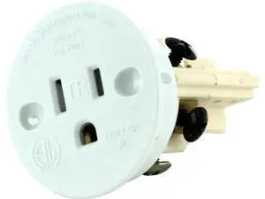 Self Contained Receptacle - Tamper Resistant - Includes Cover Cap and Mounting Screws - White Self Contained Receptacle - Tamper Resistant - Includes Cover Cap and Mounting Screws - White