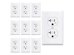 AIDA 20 Amps Outlets Duplex Electrical Receptacle Outlets,WR&TR, Wall Plate Included,Receptacle Wall Outlet,Residential,TR,3-Wire, Self-Grounding Clip, NEMA 5-20R,UL Listed 10 Pack, White AIDA 20 Amps Outlets Duplex Electrical Receptacle Outlets,WR&TR, Wall Plate Included,Receptacle Wall Outlet,Residential,TR,3-Wire, Self-Grounding Clip, NEMA 5-20R,UL Listed 10 Pack, White