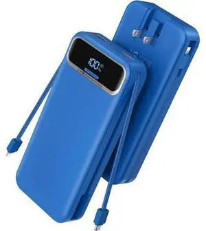 Portable Charger 20000mAh 22.5W Fast Charging Power Bank with Built-in Cables & Wall Plug Travel Essential External Battery Pack with LED Display USB C Battery Phone Charger for iPhone Navy Portable Charger 20000mAh 22.5W Fast Charging Power Bank with Built-in Cables & Wall Plug Travel Essential External Battery Pack with LED Display USB C Battery Phone Charger for iPhone Navy