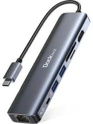 7-in-1 USB C Hub with 4K 60Hz HDMI 1Gbps Ethernet 100W Power Delivery SD/TF Card Slots USB 3.0 Data Ports for MacBook iPad Pro XPS 7-in-1 USB C Hub with 4K 60Hz HDMI 1Gbps Ethernet 100W Power Delivery SD/TF Card Slots USB 3.0 Data Ports for MacBook iPad Pro XPS