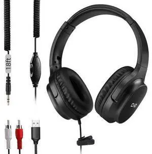 Upgrade Extra Long Cord Headphones for TV & PC with Volume Control 18 Feet / 5.5M Extension Spring Coiled Cord 3.5mm AUX with USB & RCA Adapter Over-Ear Headphone for Smart & Old TVs Upgrade Extra Long Cord Headphones for TV & PC with Volume Control 18 Feet / 5.5M Extension Spring Coiled Cord 3.5mm AUX with USB & RCA Adapter Over-Ear Headphone for Smart & Old TVs