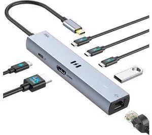 Selore 10Gbps USB C Hub Multiport Adapter Ethernet Adapter with 4K@60Hz HDMI Gigabit Ethernet 3 USB C Ports 100W PD USBC Dongle for MacBook Pro Air iPad HP etc Selore 10Gbps USB C Hub Multiport Adapter Ethernet Adapter with 4K@60Hz HDMI Gigabit Ethernet 3 USB C Ports 100W PD USBC Dongle for MacBook Pro Air iPad HP etc
