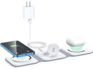 Wireless Charger 3 in 1 Magnetic Travel Wireless Charging Station Multiple Devices GaN 3 in 1 Charging Station Compatible for iPhone16/15/14/13/Pro/Max iWatch AirPods4/3/2/Pro(Adapter Includes) Wireless Charger 3 in 1 Magnetic Travel Wireless Charging Station Multiple Devices GaN 3 in 1 Charging Station Compatible for iPhone16/15/14/13/Pro/Max iWatch AirPods4/3/2/Pro(Adapter Includes)