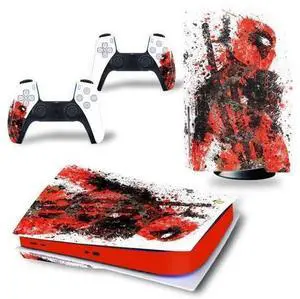 Deadpool PS5 Disk Edition Skin Sticker Decal for PS5 Disc Console and 2 Controllers PS5 Skin Sticker Vinyl(TN-PS5Disk-2249) Deadpool PS5 Disk Edition Skin Sticker Decal for PS5 Disc Console and 2 Controllers PS5 Skin Sticker Vinyl(TN-PS5Disk-2249)