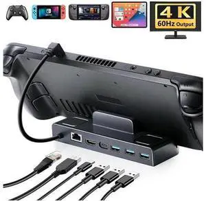 BONAEVER Steam Deck Dock Docking Station with HDMI 2.0 4K 60Hz Gigabit Ethernet 3 USB 3.0 100W Charging USB-C Port Compatible with TV Switch Controller BONAEVER Steam Deck Dock Docking Station with HDMI 2.0 4K 60Hz Gigabit Ethernet 3 USB 3.0 100W Charging USB-C Port Compatible with TV Switch Controller