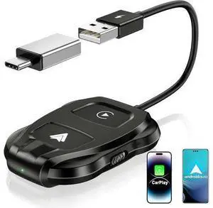 Wireless Carplay Adapter, 2024 Upgrade 2 in 1 Plug & Play Dongle, Converts Wired CarPlay to Wireless, One-Click Switching to Instantly Adapt to Android and Apple Devices Wireless Carplay Adapter, 2024 Upgrade 2 in 1 Plug & Play Dongle, Converts Wired CarPlay to Wireless, One-Click Switching to Instantly Adapt to Android and Apple Devices