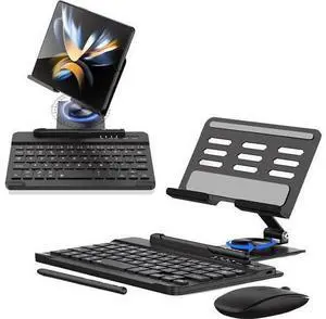 BONAEVER for Samsung Galaxy Z Fold 6 5 4 Stand and Keyboard Mouse, Portable Detachable Bluetooth Keyboard, Foldable Adjustable Tablet Stand Holder for Desk, with Wireless Mouse and Pen BONAEVER for Samsung Galaxy Z Fold 6 5 4 Stand and Keyboard Mouse, Portable Detachable Bluetooth Keyboard, Foldable Adjustable Tablet Stand Holder for Desk, with Wireless Mouse and Pen