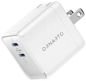 The ORNARTO dual-C port 35W GaN PD fast charger supports the PPs protocol and iscompatible with iPhone 14/13, iPad,  S22/S21,