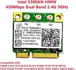 5300 533AN HMW 450Mbps Dual Band 2.4G 5GHz Wireless Wifi Mini PCI-E Half pcie Card for T400S L410 L510 SL410 SL510 X100E