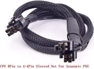 Seasonic CPU 8pin to 4+4pin Power Supply Cable ATX 12V P4 to P8 With Net for KM3 Series X-750 X-850 SS-1050XP3 M12II Evo Series 620 650 750 850 Snow Silent 750 1050 FOCUS PLUS Gold SSR-850FX