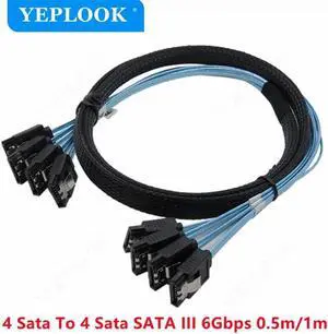4 SATA To 4 SATA SATA3.0 6Gbps 7Pin SAS Cable for Server Hard Drive Data Cable 0.5M(1.6ft)