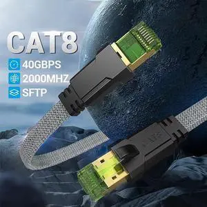 Eight types of flat braidednetworkcable CAT8-G