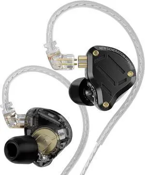 KZ-ZS10 Pro2 Earbuds Wired, 4-Level Custom Tuning Earphones,1DD+4 BA Hybrid IEM,3.5mm Plug Headphones,in Ears Monitors (with mic, Black)