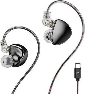 TRN MT5 in Ear Monitor Earbuds,LCP Diaphragm 10mm Dual Cavity Dynamic Coil Unitm IEM Earphones, iems for Gaming,Detachable Cable Headphones Type C
