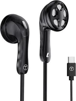 TRN HiFi Flat IEM Earphones,14.2mm Large Dynamic Driver Unit in Ear Monitor Headphones,Inears iems for Gaming,Ear Buds Wired Type C-with mic Black