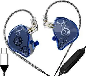ND IEM,in Ear Monitor Earphones, High Performance Dynamic Headphones,iems for Gaming,Wired Earbuds with Microphone BlueType C   with mic