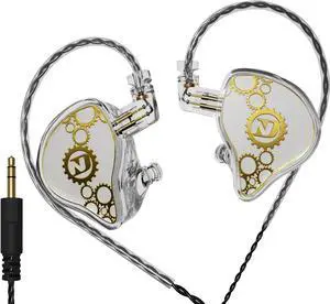 ND IEM,in Ear Monitor Earphones, High Performance Dynamic Headphones,iems for Gaming,Wired Earbuds with Microphone White3.5mm   no mic
