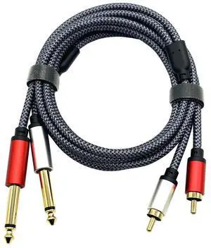 Double 6.35 to double RcA 6.5 two-core lotus 2-channel2-way mixer cable 6.35 to RCA power amplifier audio cable  0.5M