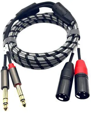 Gold-plated head double 6.35-inch rotating2 XLR audio mixer with dual lotus turntable and dualXLR6 .5mm power amplifier audio cables  0.6M