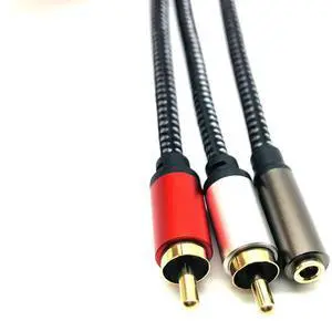 3.5mm female-to-dual.lotus male audio cable for spliting one signal into two. t s 3.5mmin diameter and the female end is gold-plated.ltisalso available as a 2RCA male-to-female  0.3M