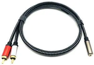 3.5mm female-to-dual.lotus male audio cable for spliting one signal into two. t s 3.5mmin diameter and the female end is gold-plated.ltisalso available as a 2RCA male-to-female   0.5M