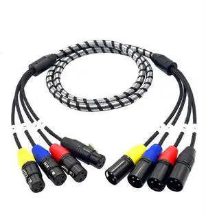 Multi-core cable, 4-pin Jack connector, microphone 4-channel group, multi-channel stage lighting power amplifier, performance audiocable.signalcable  1M