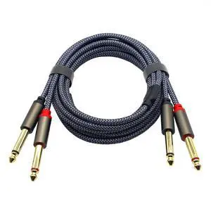 Dual 6.5 audio cables, microphone instrumenttuning cables, power boxes, guitar, bass speakers, dual 6.35mm guitarcables  2M