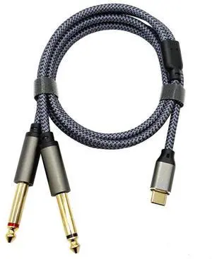 Type-C to dual 6.5 audio cable for power amplifier and audio system connection 6.35mm microphone and speaker power amplifier mixingconsole   0.5M
